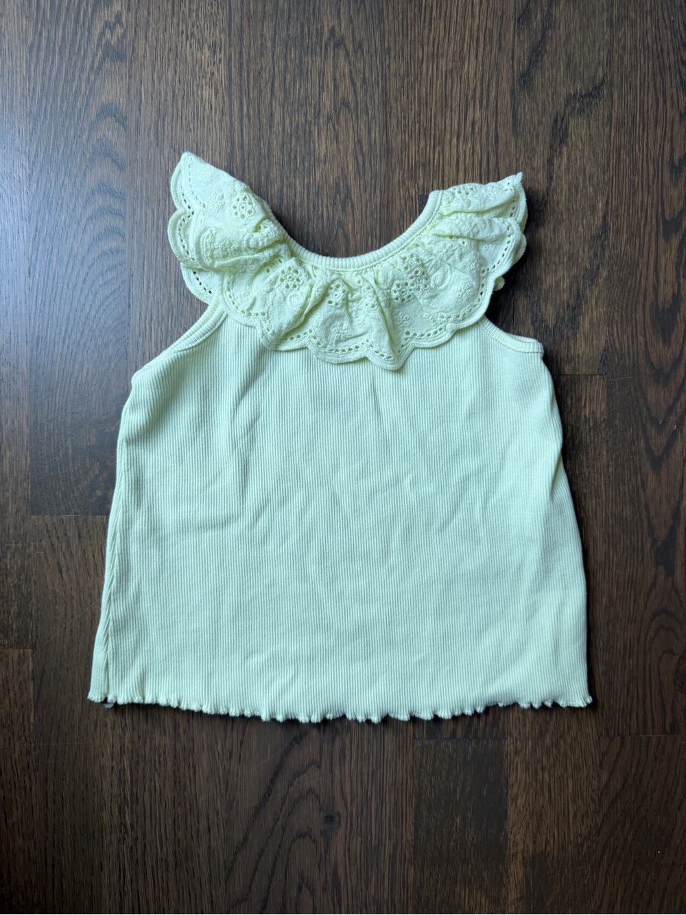 Zara Pale Green Ruffle Eyelet Tank Top